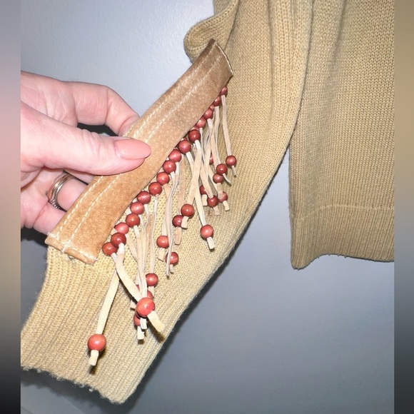 Vintage Miller Suede Fringe Beaded Sweater Sz.L - Picture 6 of 6